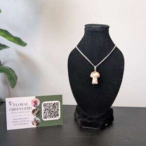 Marble Onyx, Mushroom stone, Sterling Silver Pendant